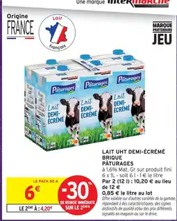 Intermarché Pâturages lait uht demi-écrémé brique offre