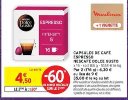 Intermarché Nescafé dolce gusto capsules de café espresso offre