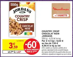 Intermarché Jordans country crisp chocolat noir offre