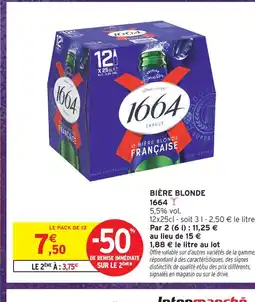 Intermarché 1664 bière blonde offre