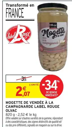 Intermarché Olvac mogette de vendée à la campagnarde label rouge offre