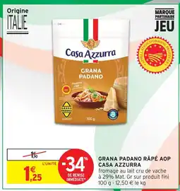 Intermarché Casa azzurra grana padano râpé aop offre
