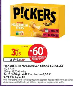 Intermarché Mccain pickers mini mozzarella sticks surgelés offre