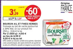 Intermarché Boursin ail et fines herbes offre