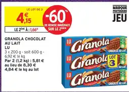 Intermarché Lu granola chocolat au lait offre