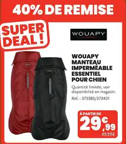 Animalis Wouapy manteau imperméable essentiel pour chien offre