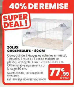 Animalis Zolux cage neolife - 80 cm offre