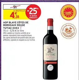 Intermarché Tutiac aop blaye côtes de bordeaux rouge hve3 offre