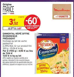 Intermarché Président emmental râpé offre économique offre