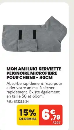 Animalis Mon ami luki serviette peignoire microfibre pour chiens - 40cm offre