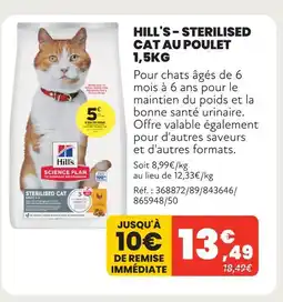 Animalis Hill's sterilised cat au poulet 1,5kg offre