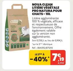Animalis Nova clean litière végétale pro natura pour chats - 10l offre