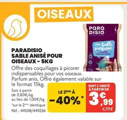 Animalis Paradisio sable anisé pour oiseaux - 5kg offre