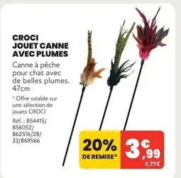 Animalis Croci jouet canne avec plumes offre