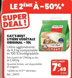 Animalis Cat's best litière végétale original - 10l offre