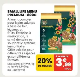 Animalis Small life menu premium - 800g offre