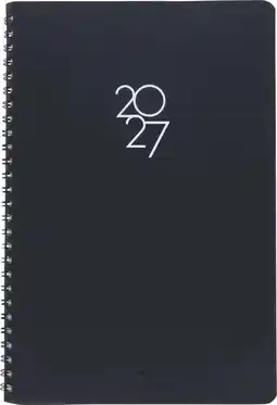 Bureau Vallée Oberthur - agenda à spirale portland - 1 semaine sur 2 pages - 17 x 24,5 cm - noir offre