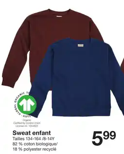 Zeeman Sweat enfant offre