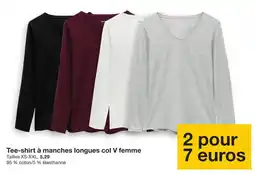 Zeeman ZEMA Tee-shirt à manches longues col V femme offre