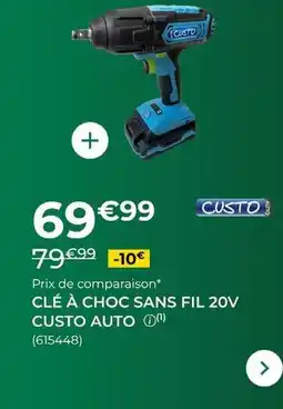 Feu Vert Custo - cle a choc sans fil 20v auto offre