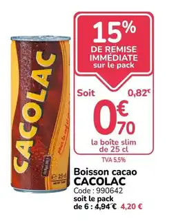 Promocash CACOLAC Boisson cacao offre