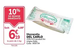 Promocash DEL CARLO Mozzarella offre