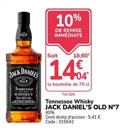 Promocash JACK DANIEL'S OLD N°7 Tennessee Whisky offre