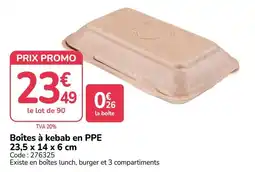 Promocash Boîtes à kebab en PPE offre