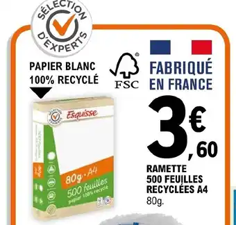 E.Leclerc Ramette 500 Feuilles Recyclées A4 offre