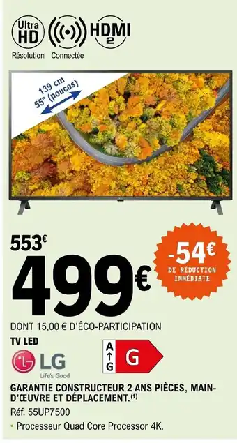 E.Leclerc Garantie Constructeur 2 Ans Piéces, Main- D'Oeuvre Et Déplacement offre