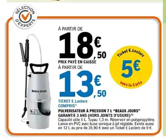 E.Leclerc Pulverisateur A Pression 7 L "Beaux Jours" offre
