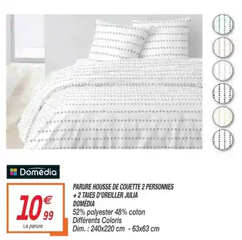 Netto Parure Housse De Couette 2 Personnes + 2 Taies D'Oreiller Julia Domédia offre