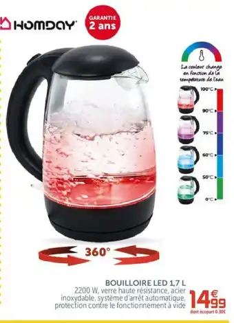 Gifi Bouilloire Led 1,7 L offre