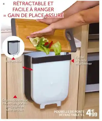 Gifi Poubelle De Porte Rètractable 9 L offre