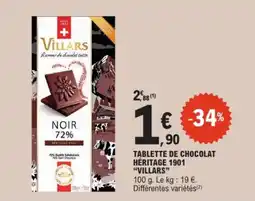 E.Leclerc VILLARS TABLETTE DE CHOCOLAT offre