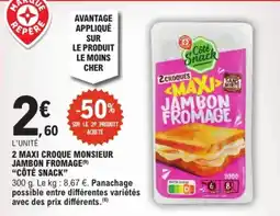E.Leclerc Côté Snack 2 maxi croque monsieur jambon fromage offre