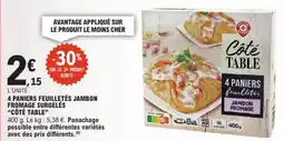 E.Leclerc Côté Table 4 Paniers feuilletés jambon fromage surgeles offre