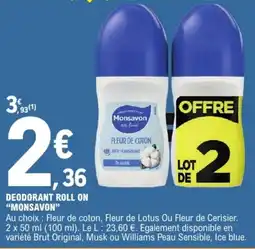 E.Leclerc Monsavon DEODORANT ROLL ON offre