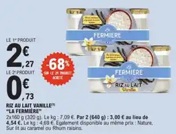 E.Leclerc LA FERMIÈRE RIZ AU LAIT VANILLE offre