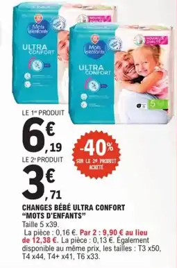 E.Leclerc Mots d'enfants Changes Bébé Ultra Confort offre