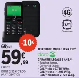 E.Leclerc Doro telephone mobile leva e10 offre