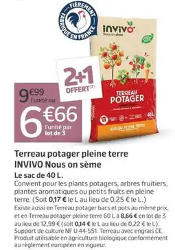 Jardiland INVIVO Terreau potager pleine terre offre