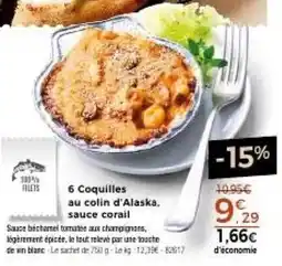 Thiriet 6 Coquilles au colin d'Alaska sauce corail offre