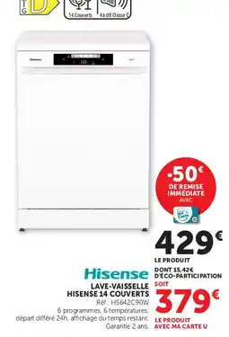 Super U Hisense LAVE-VAISSELLE HISENSE 14 COUVERTS offre