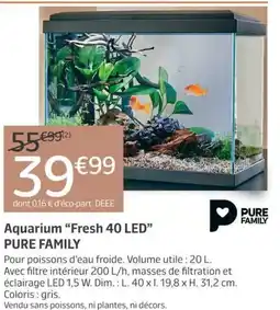 Jardiland PURE FAMILY Aquarium "Fresh 40 LED" offre
