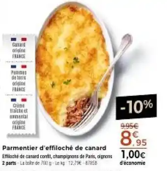 Parmentier d'effiloché de canard