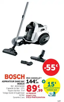 Super U BOSCH ASPIRATEUR SANS SAC offre