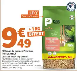 Jardiland PURE FAMILY Mélange de graines Premium offre