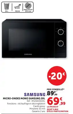 Super U SAMSUNG MICRO-ONDES MONO SAMSUNG 20L offre
