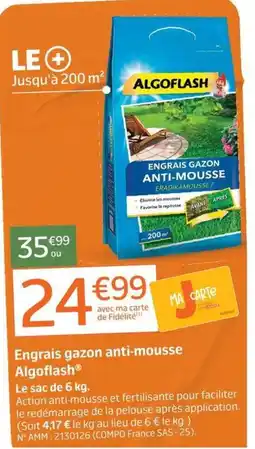 Jardiland AlgoFlash Engrais gazon anti-mousse offre